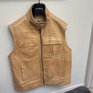 Rare vintage 70s nude leather vest M hand made in Italy by The Bridge